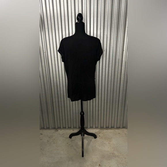 Women’s Stella Carakasi Black Hemp Nylon Short Sleeve Blouse Top Designer Large - Picture 2 of 4